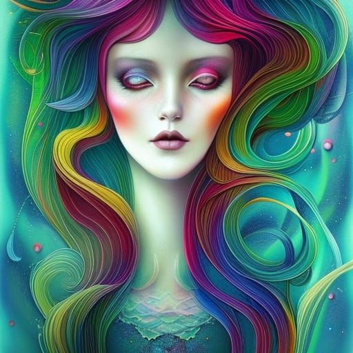 Rainbow swirl hair girl