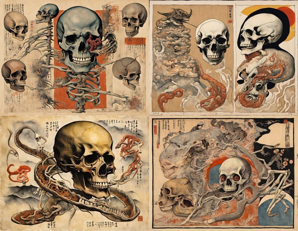 Surreal Japanese Train Hybrid as Ukiyo-e Art