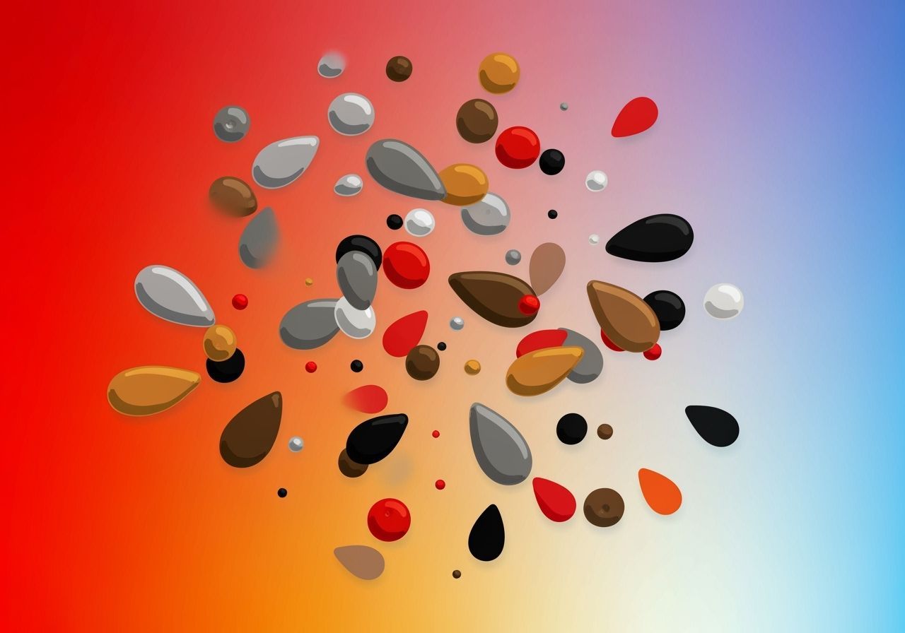 Vibrant Abstract Composition of Teardrop Shapes