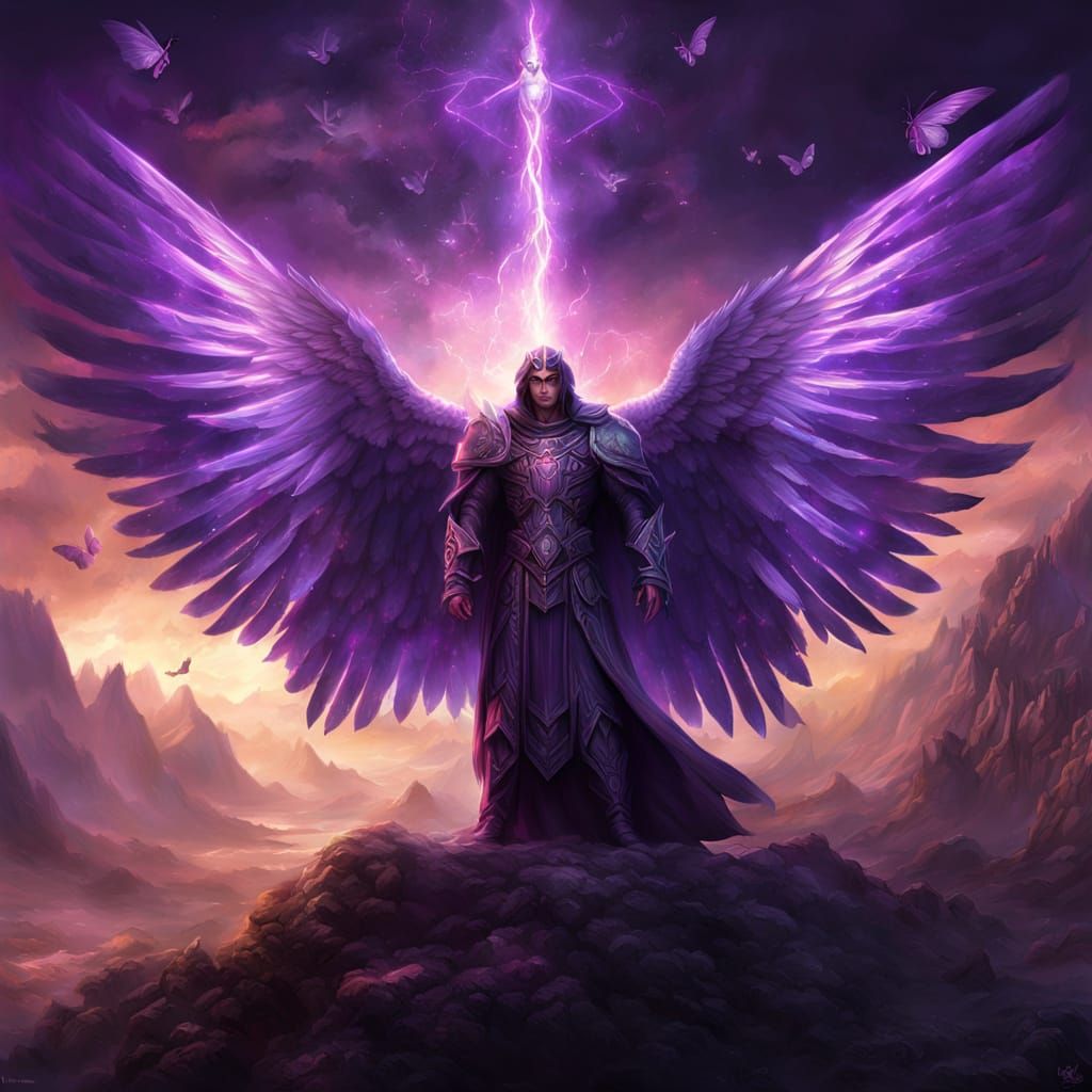Archangel Zadkiel with Violet Flame and Symbols