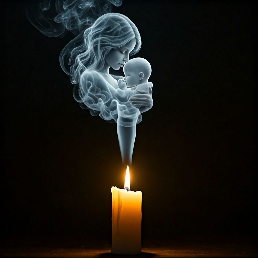 Candle Flame Transforms into Mother and Child