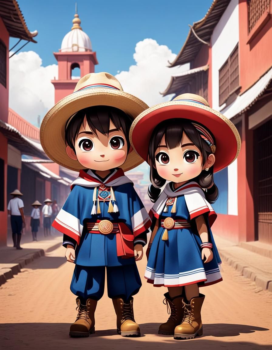 Chibi Characters Strolling Through Asuncion in 8K