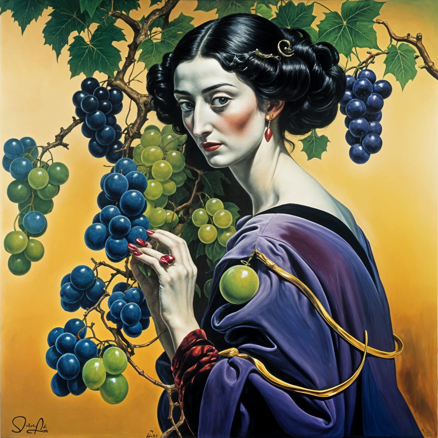 Surreal Grape Lady Portrait in Surrealist Style