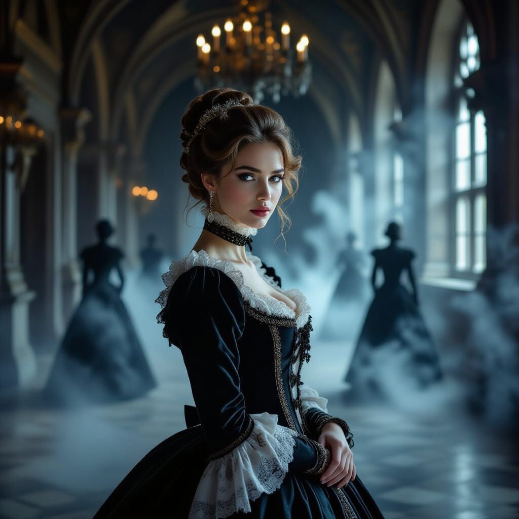 Elegant Woman in Gothic Hall, Old Master Style