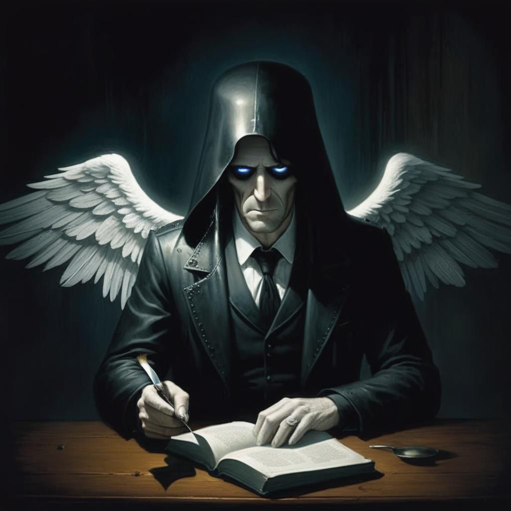 Angel of Death in Diner: Storybook Illustration
