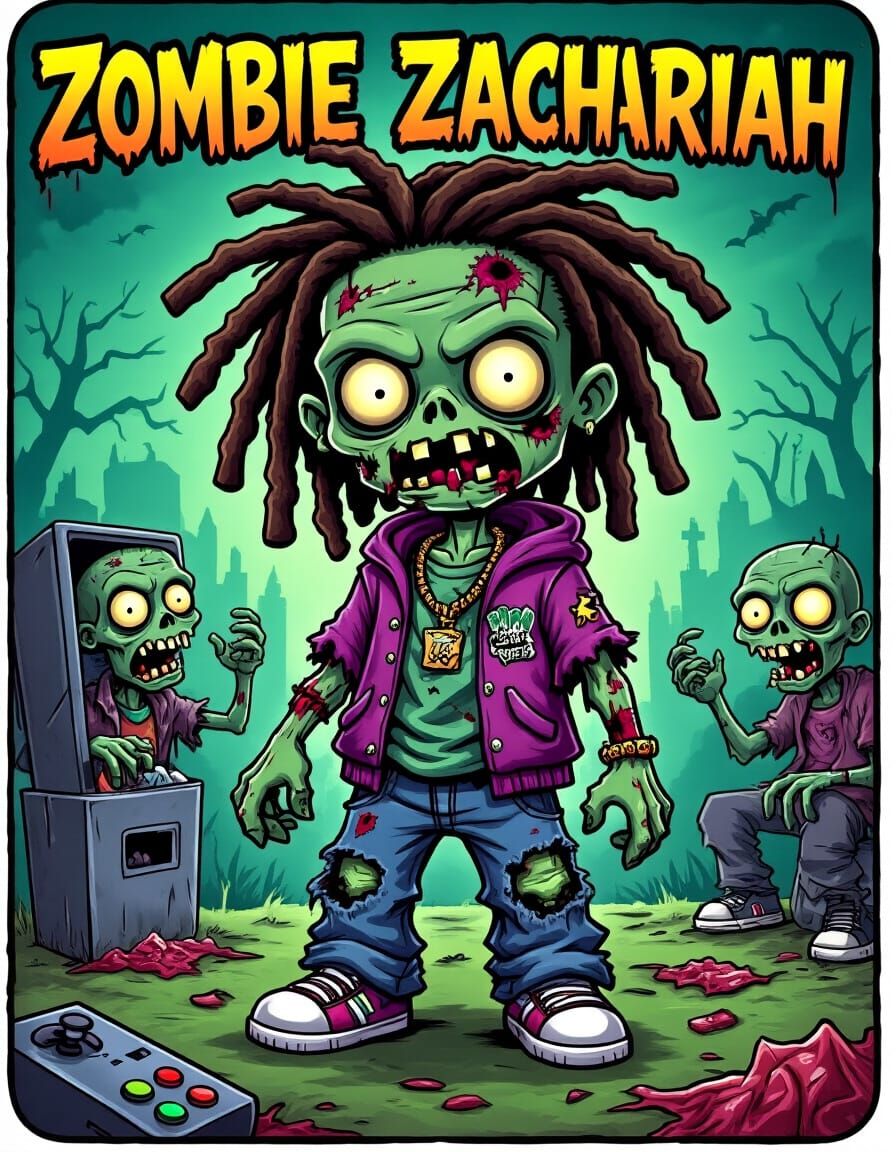 Zombie Zachariah: Horror Garbage Pail Kid Illustration