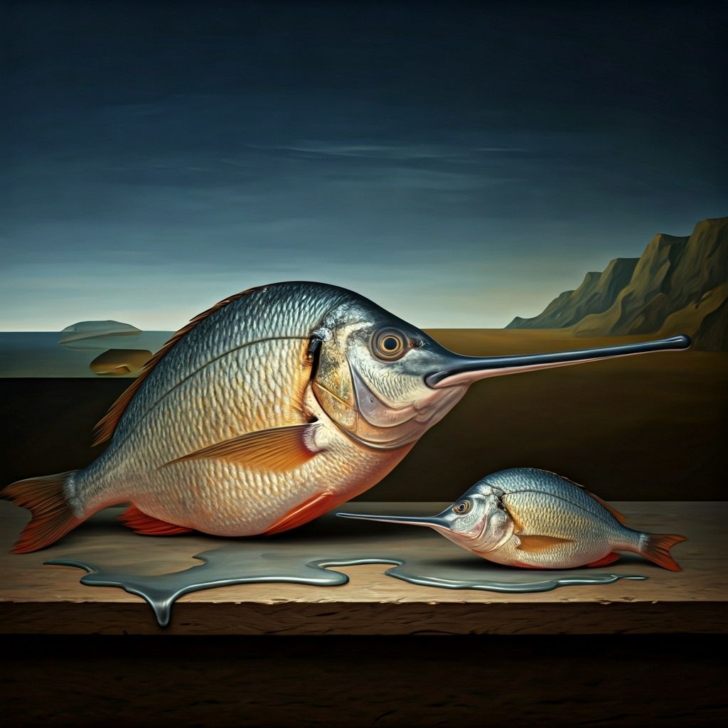 Goya Bream Fish With Dolphin Noses in Surreal Style