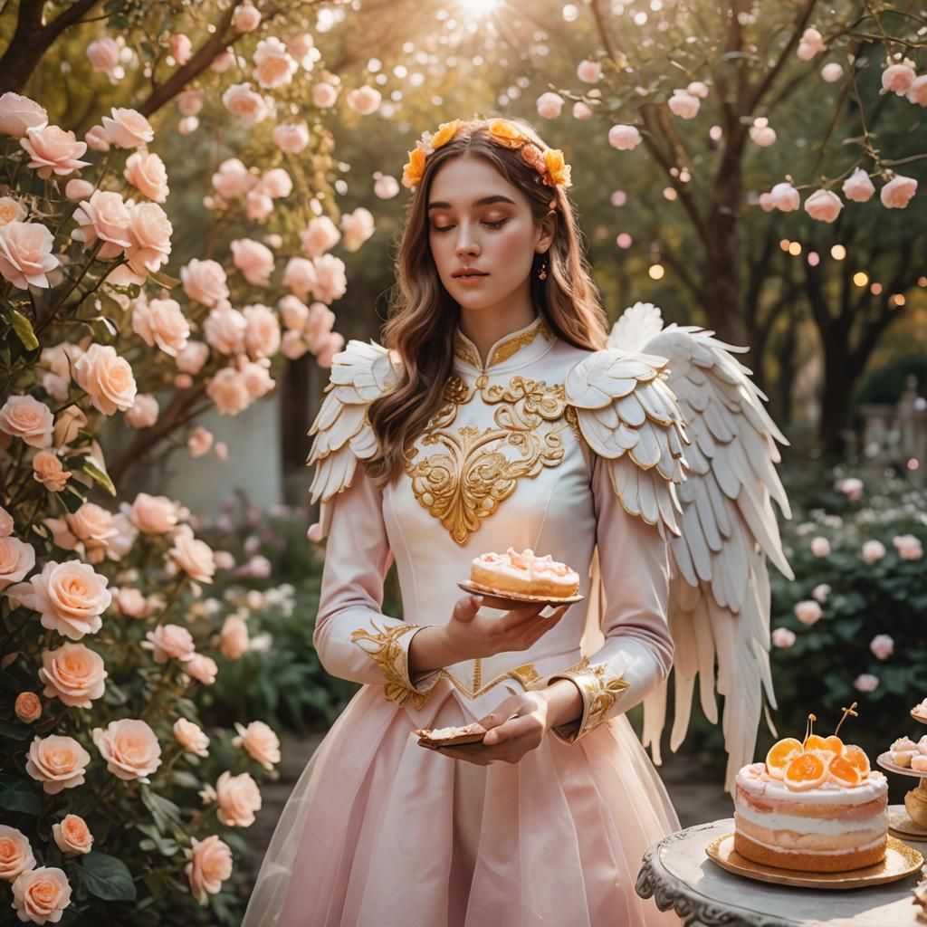 Girl in Pegasus Costume Holding Cake