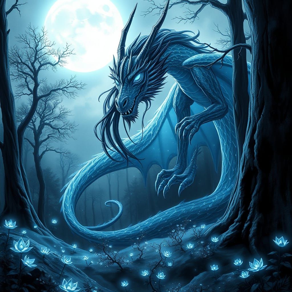 Ethereal Starlight Dragon in Enchanted Forest