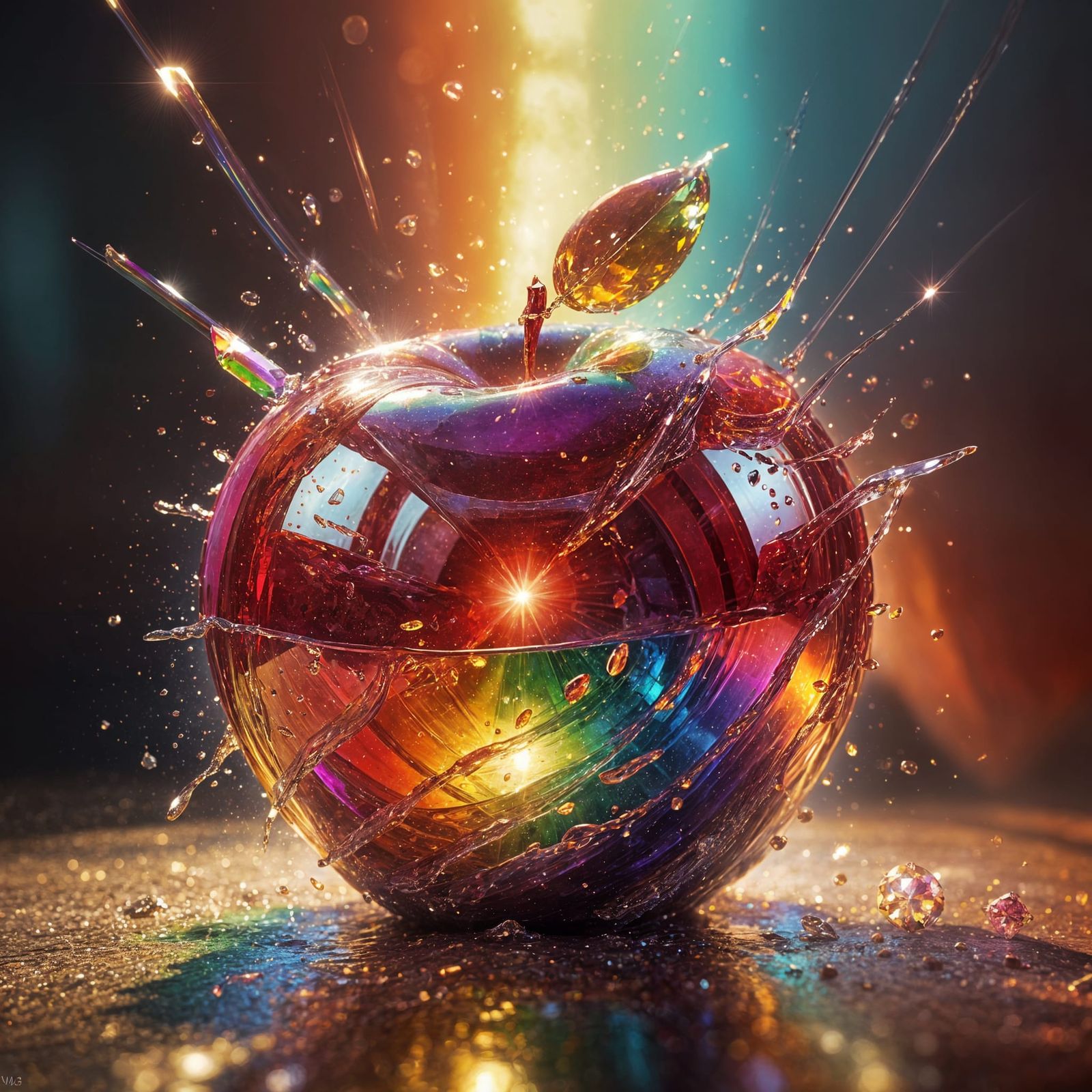 Giant Ruby Apple Jewel Forming Rainbow