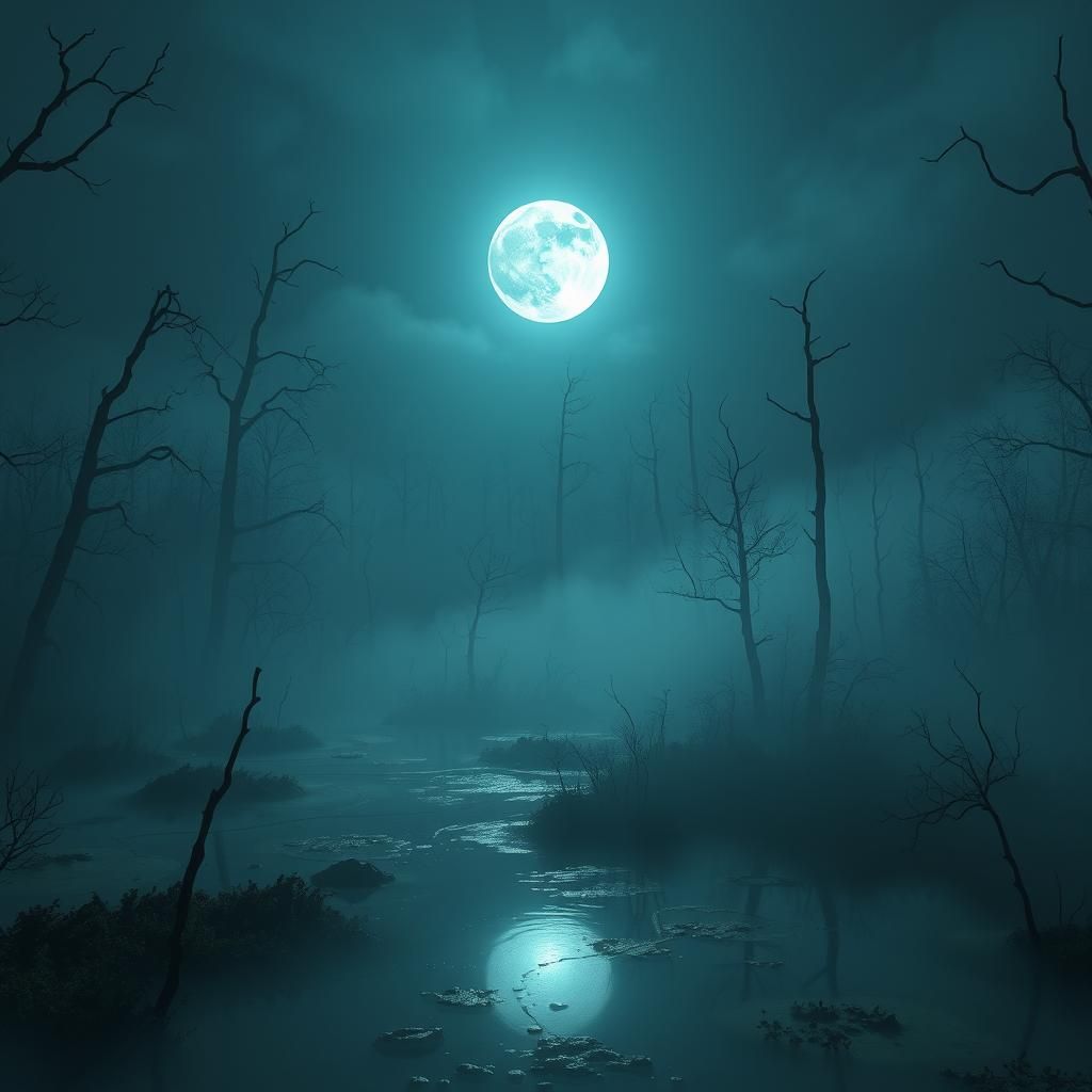 Haunting Swamp Landscape in Ethereal Light