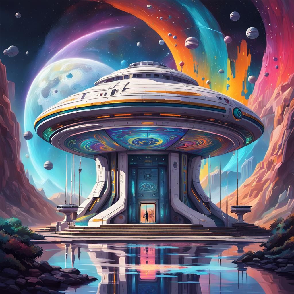 Galactic Federation Space Station Entrance with Graffiti Art