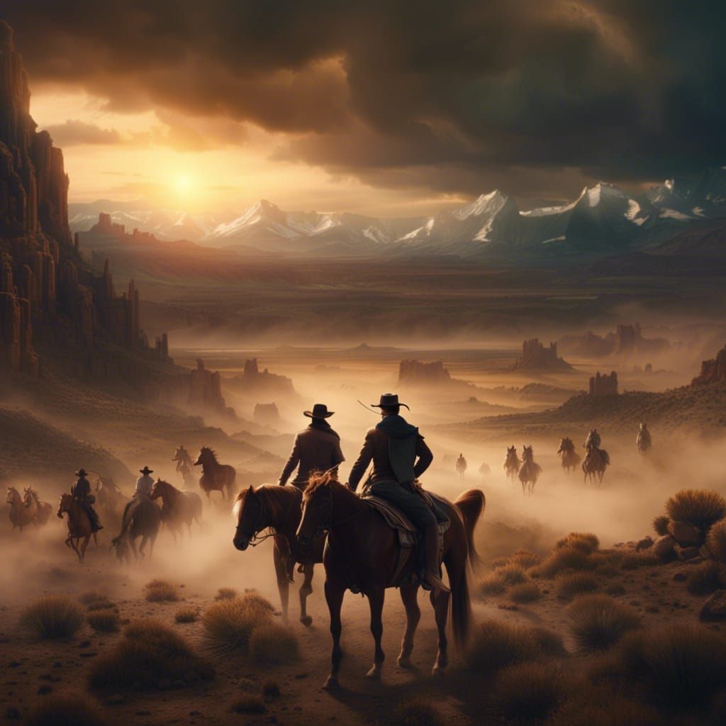 Cowboys and Cowgirls Ascend to Heaven: Digital Painting