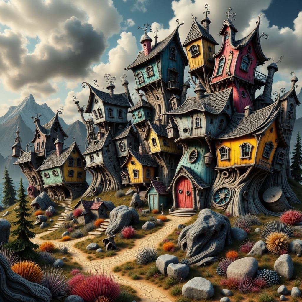 Wonky Tree Houses in Noirscape Reverie