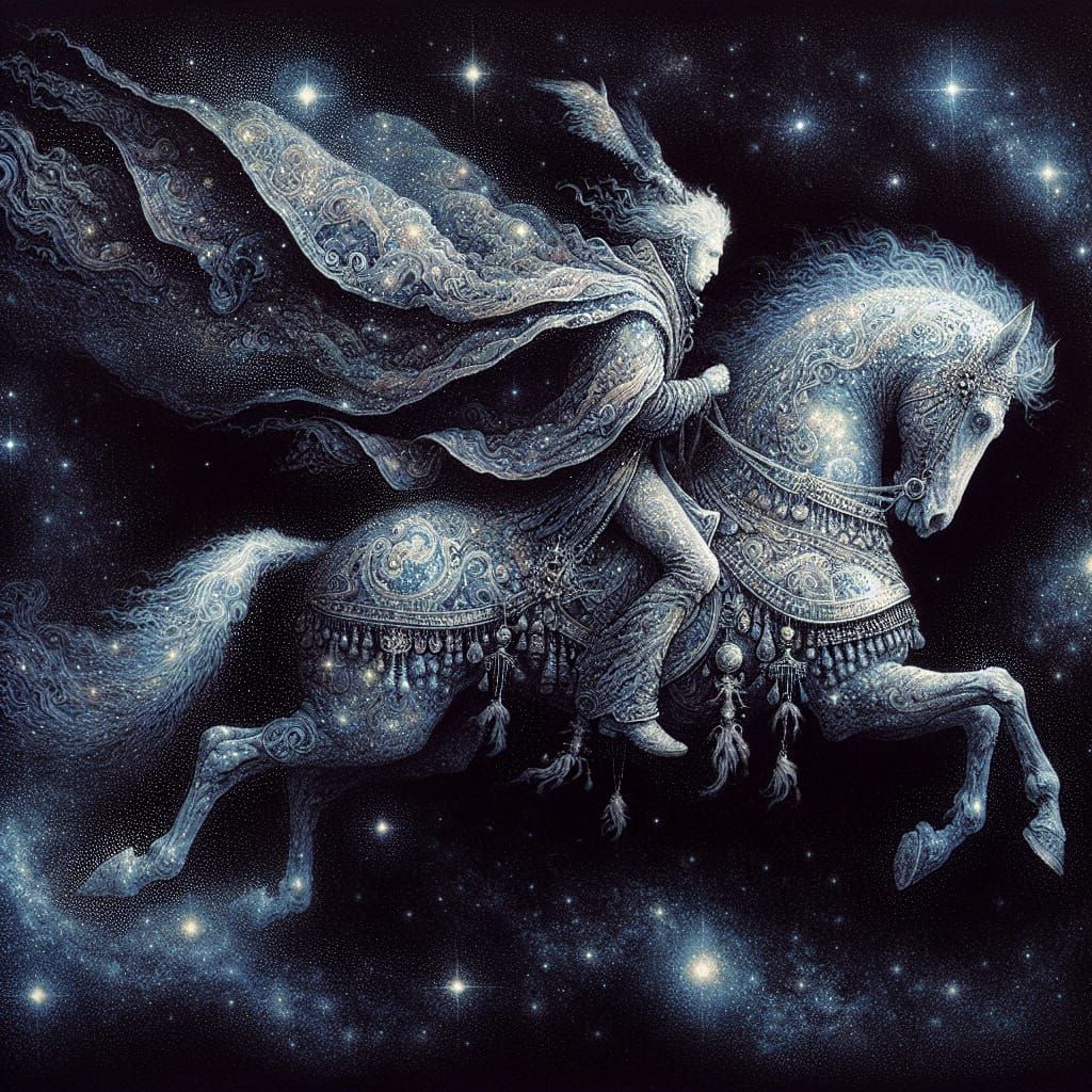 Cosmic Rider in Luminescent Inky Style