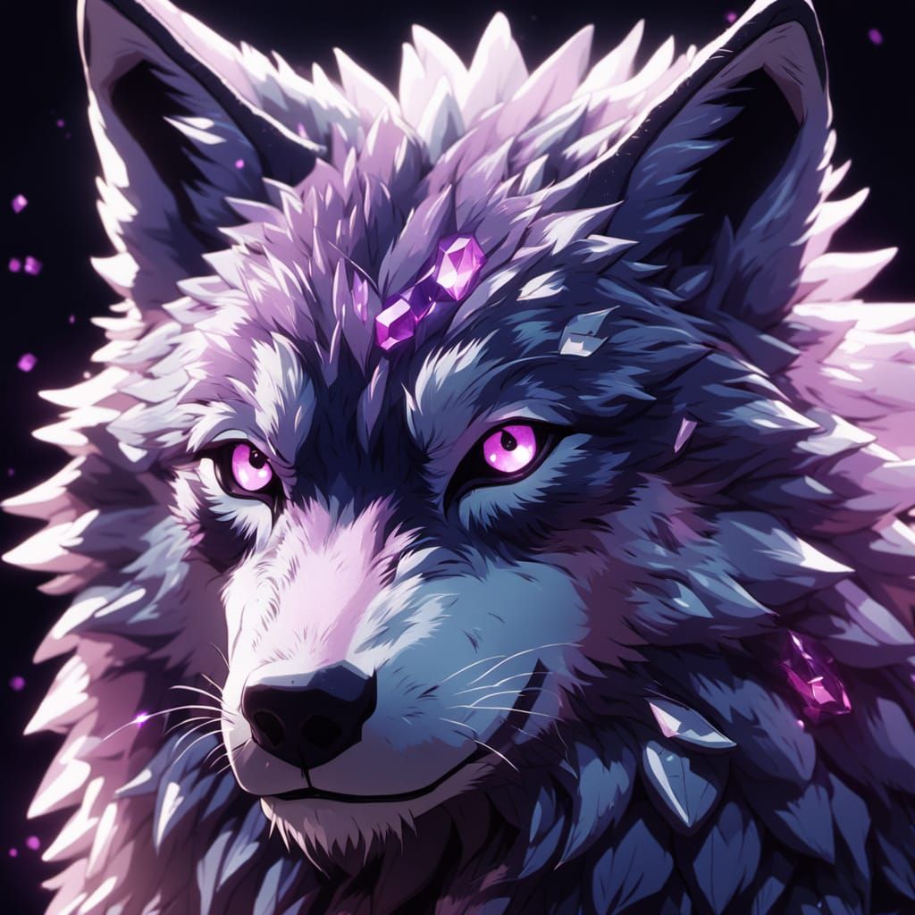 Crystal Wolf in Studio Ghibli Anime Style