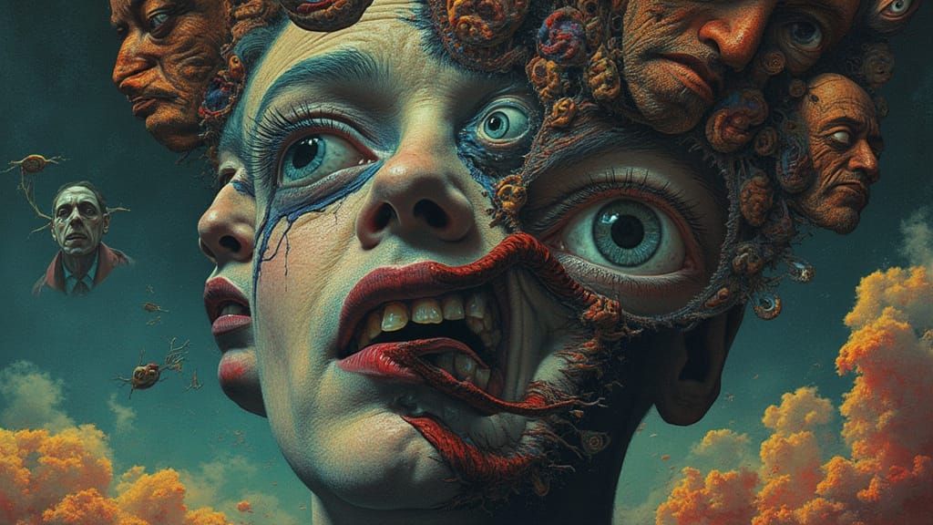 Strangecore Fractal Mindscape of a Grinning Man