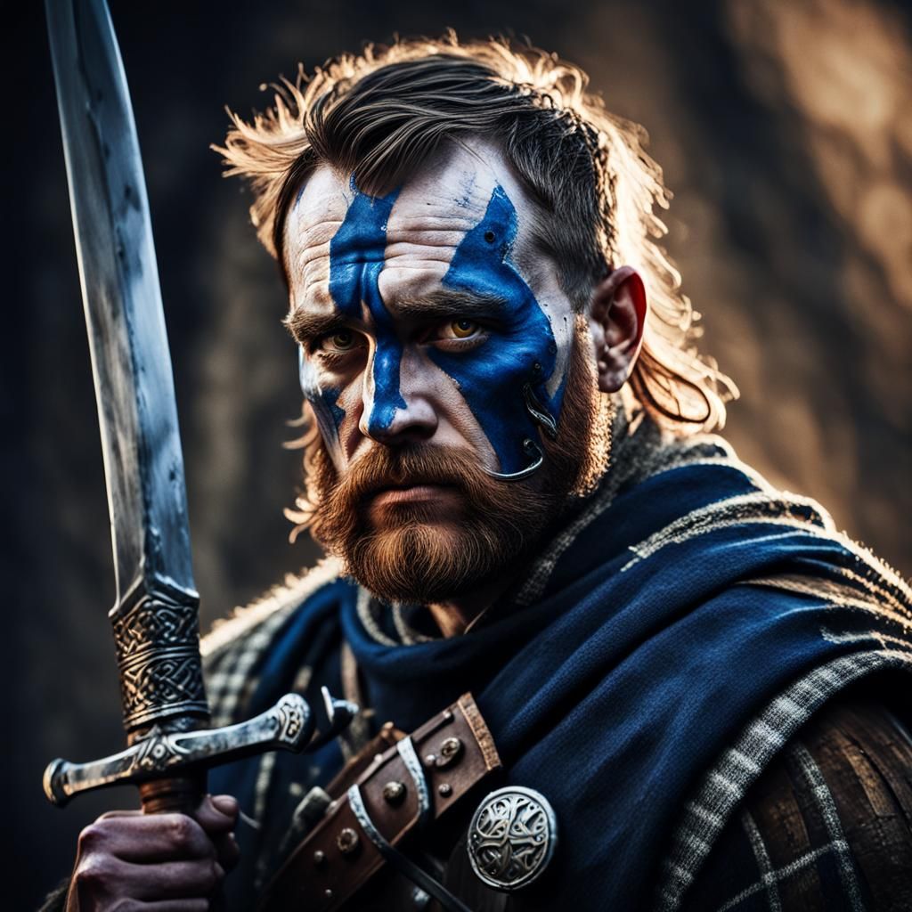 Scottish Warrior Portrait in Historical Fantasy Style