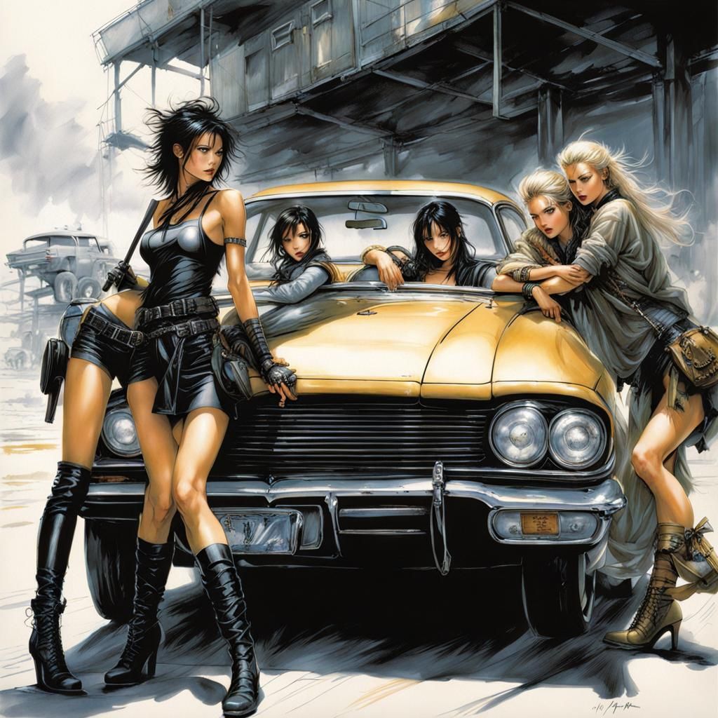 Happy Lesbian Family Vacation in Airbrush Art Style