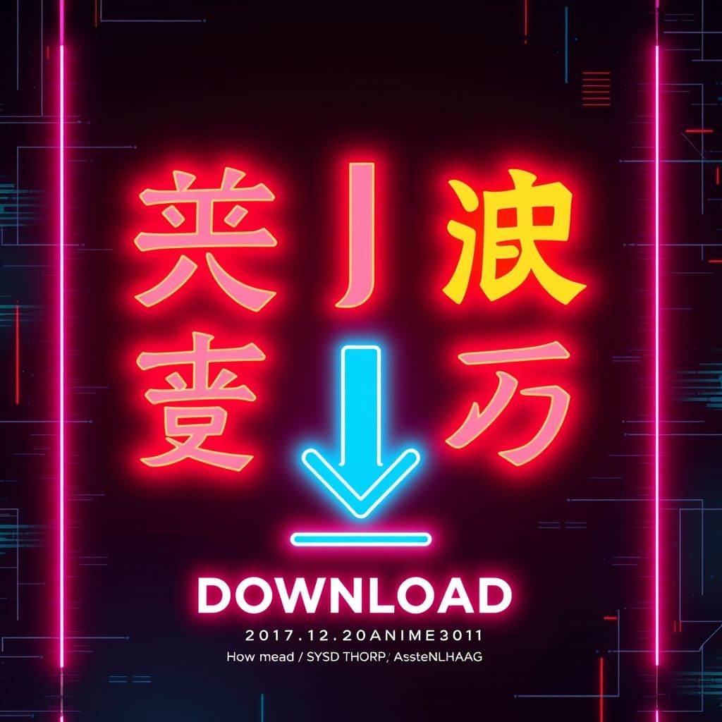 Neon Cyberpunk Anime App Icon with Kanji
