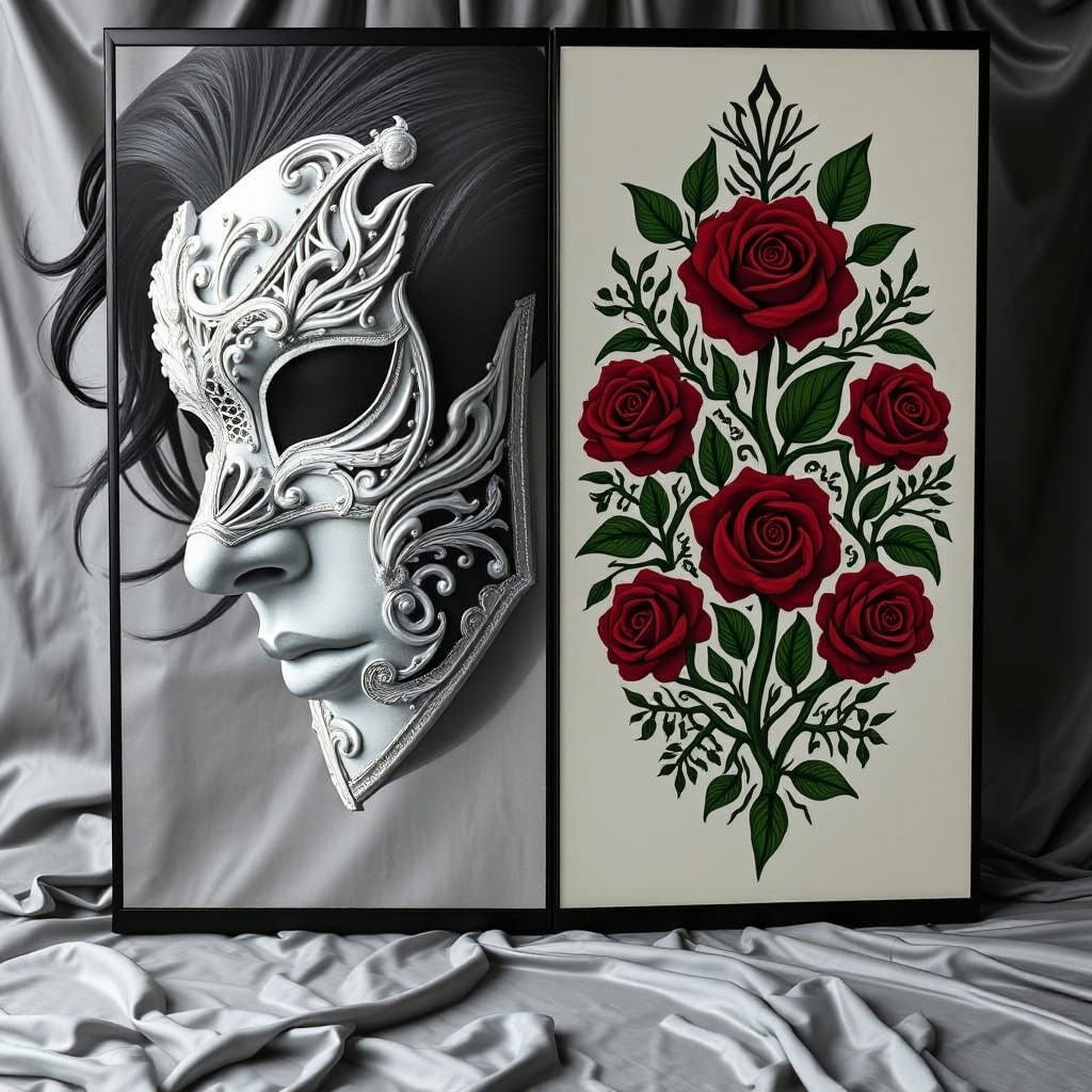 Masked Face Split in Contrasting Styles