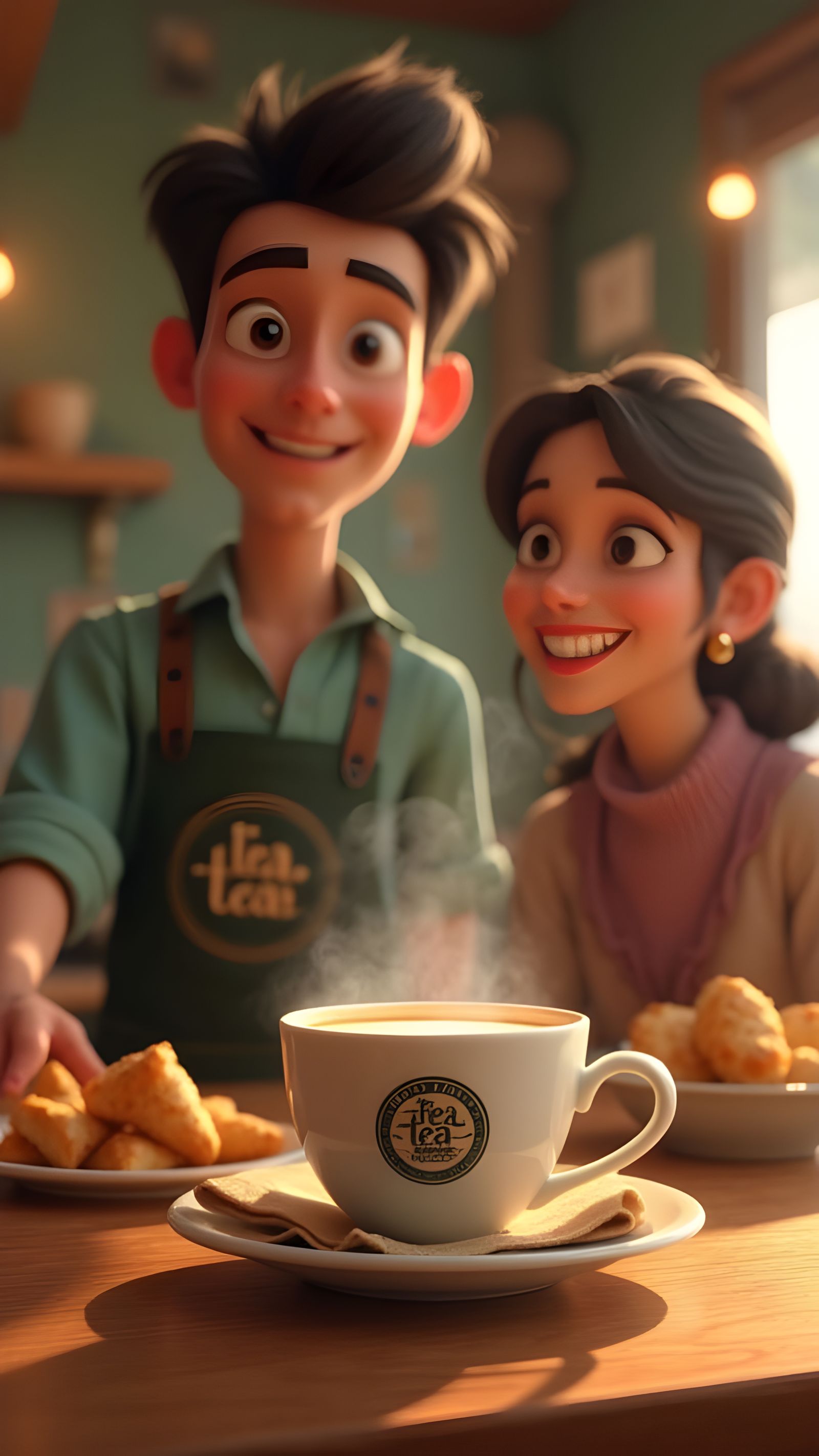 Cheerful Indian Barista Serves Kadak Chai in Pixar Style