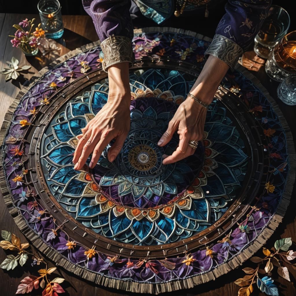 Glass Mandala with Dramatic Lighting, Surreal Art