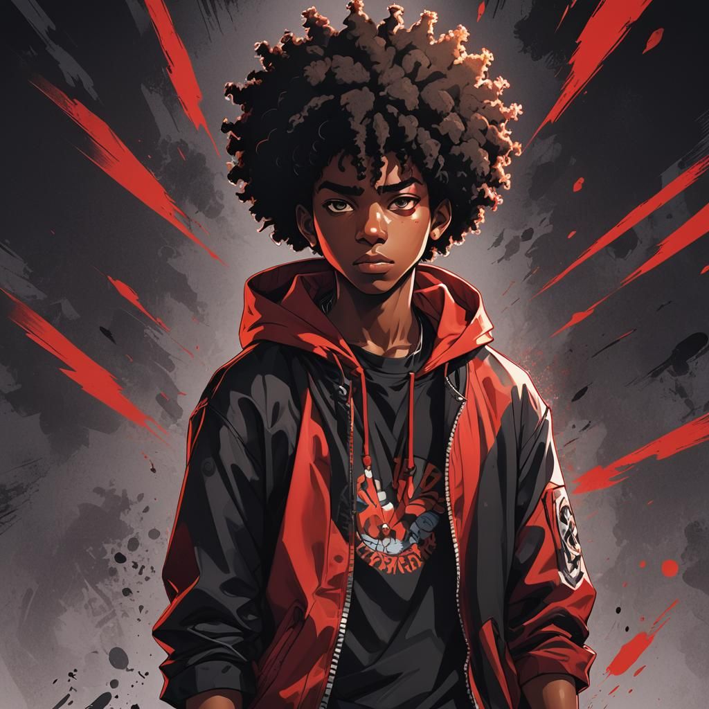 Anime Portrait of Confident Teen in Manga Style
