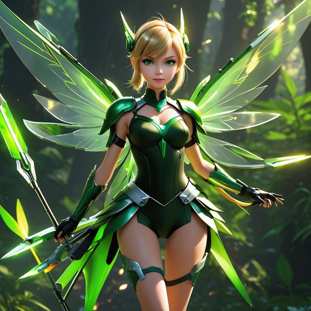 Tinkerbell in Futuristic Battlefield, 3D Anime Art
