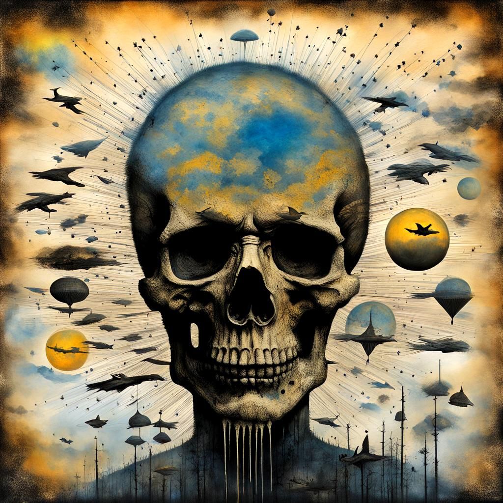 Surreal Portrait in Alcohol Ink Style