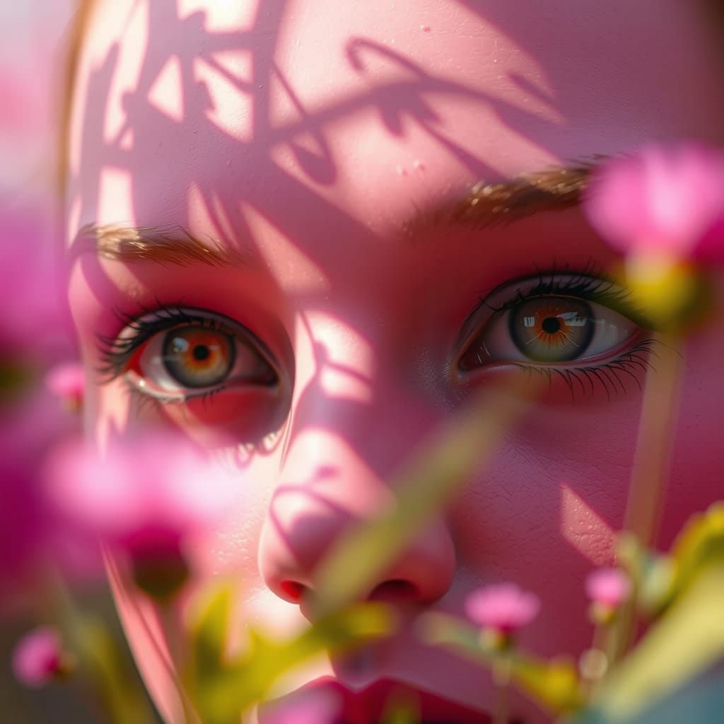 pink pink sunshine. eyes. shadows. bokeah. depth of field. c...