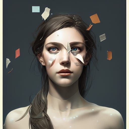 Paper Girl Portrait in Hyperdetailed Style