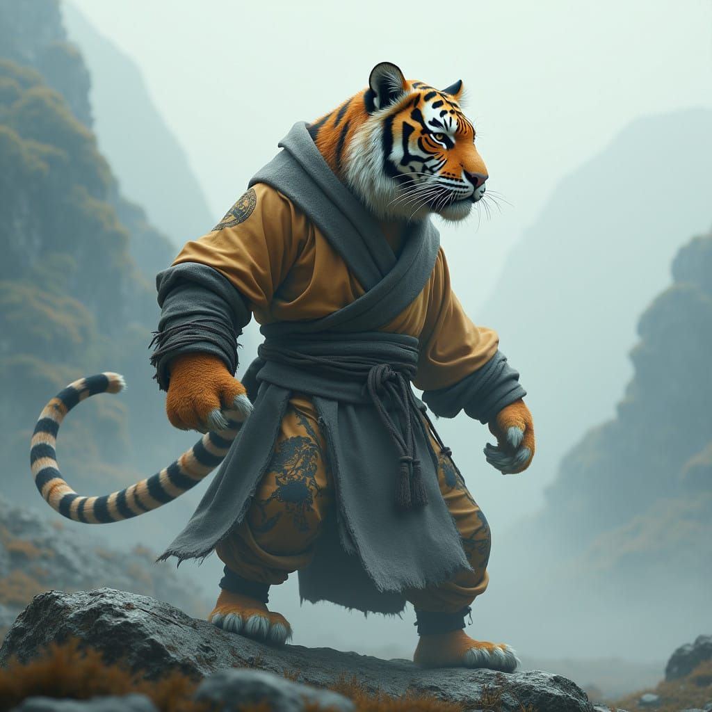 Tiger Shaolin Monk in Mystical Mountain Duel