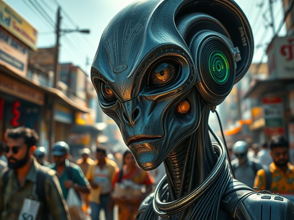 Mumbai Street Market in the 24th Century