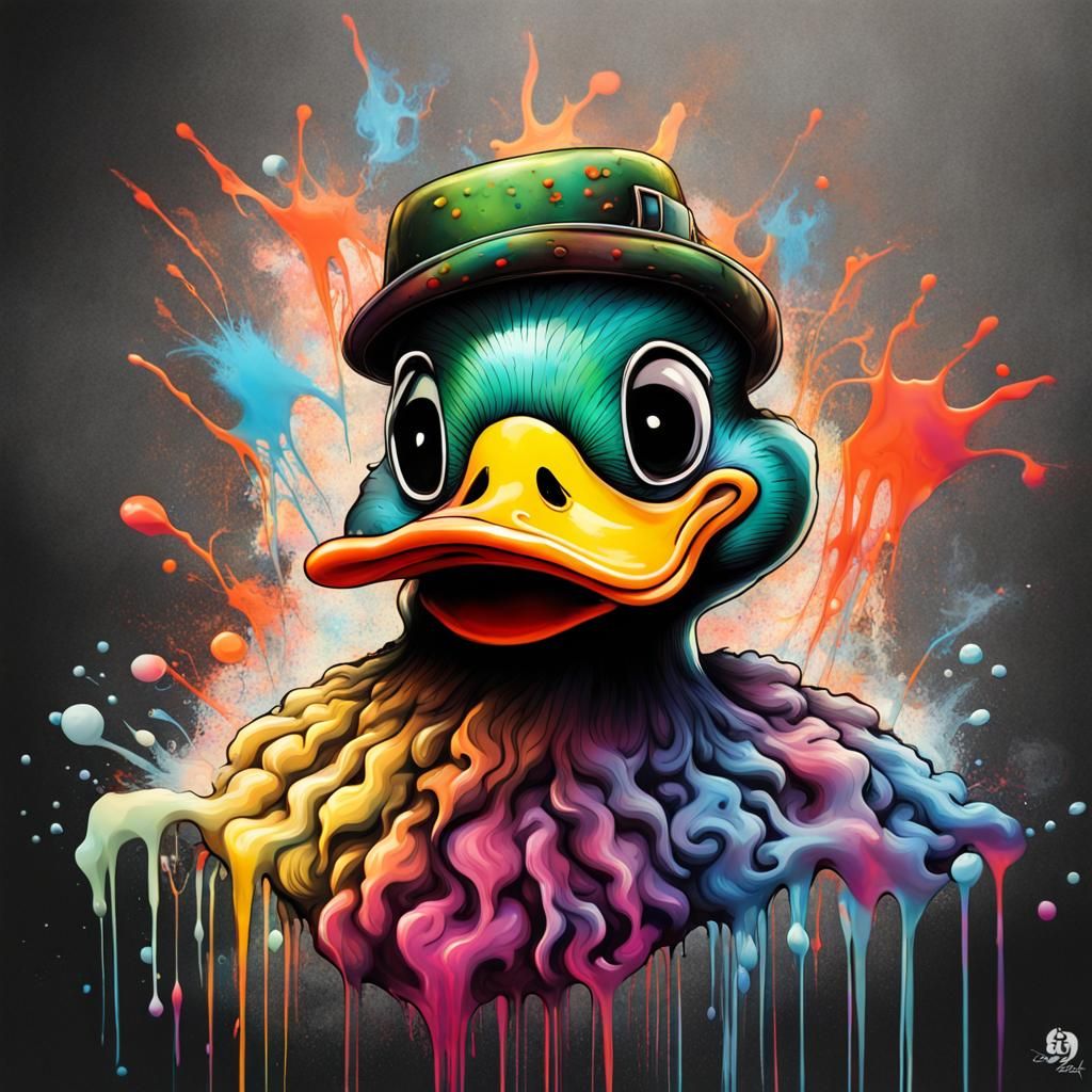 Stoned Duck in Graffiti Art with Smoke