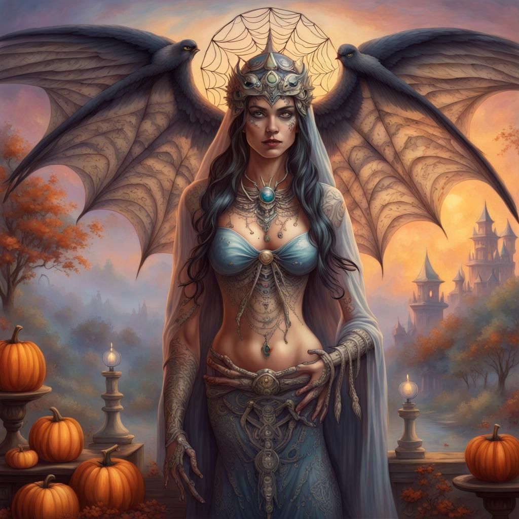 Halloween Mandala: Princess with Valkyrie Wings