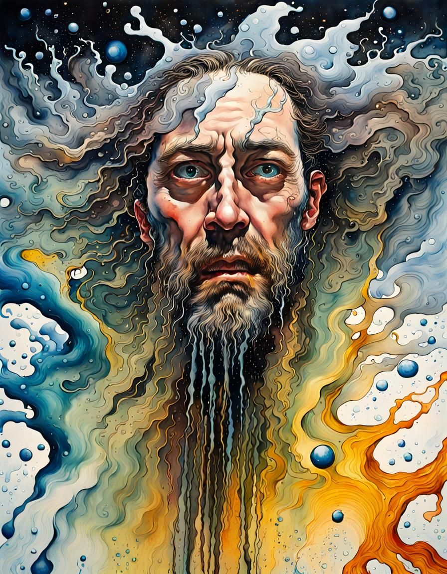 Surreal Splatter Art of Water Elemental