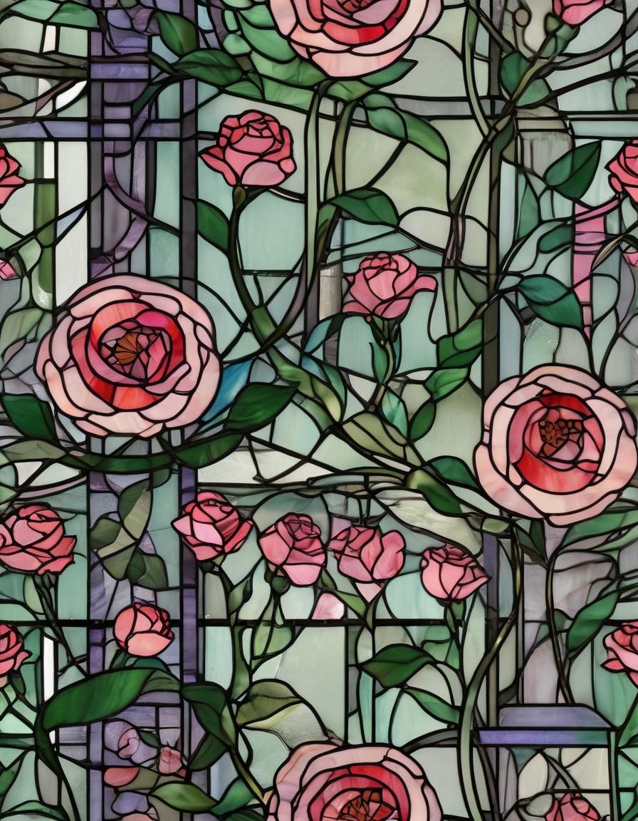 Mackintosh Inspired Stained Glass Rose Design