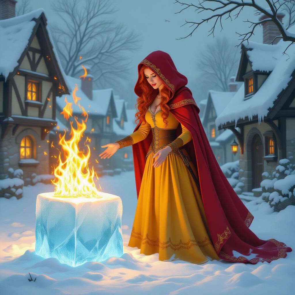 Enchantress Melts Ice in Medieval Village
