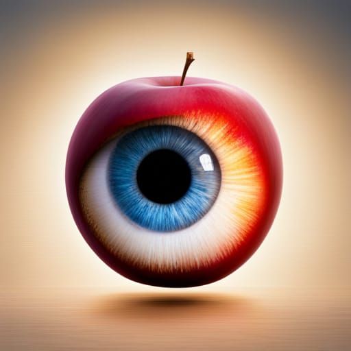 Hyperrealistic Apple Inside Eyeball Splash Art