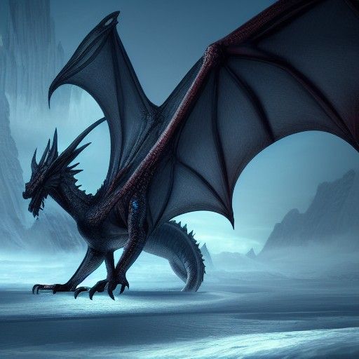 Detailed Ice Dragon Fantasy Concept Art