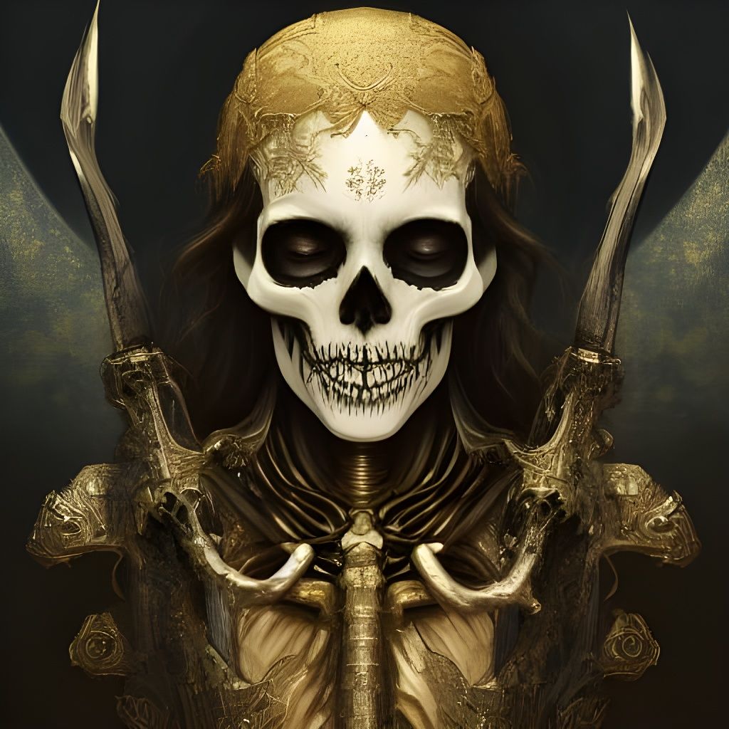 Golden Skull Saint in Dark Fantasy Style