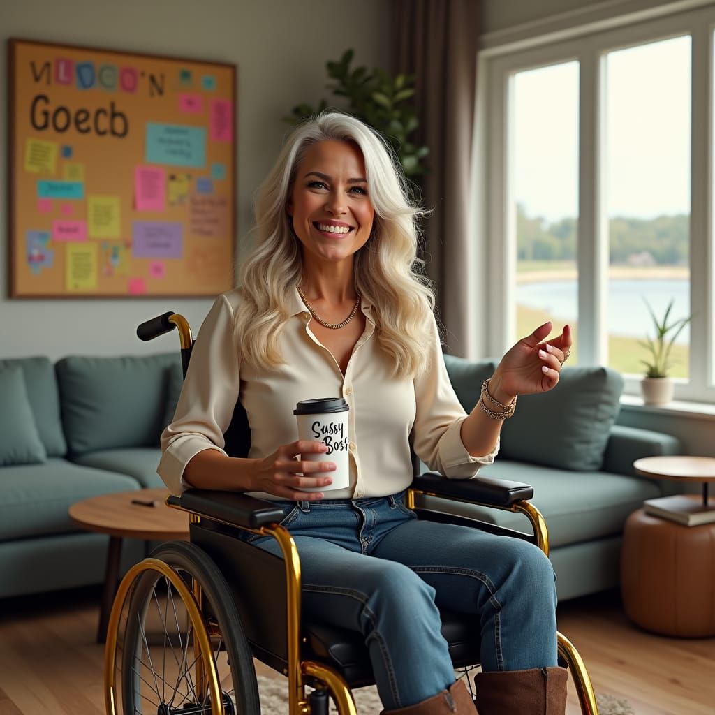 Confident Woman in Wheelchair, Southern Charm, Digital Art