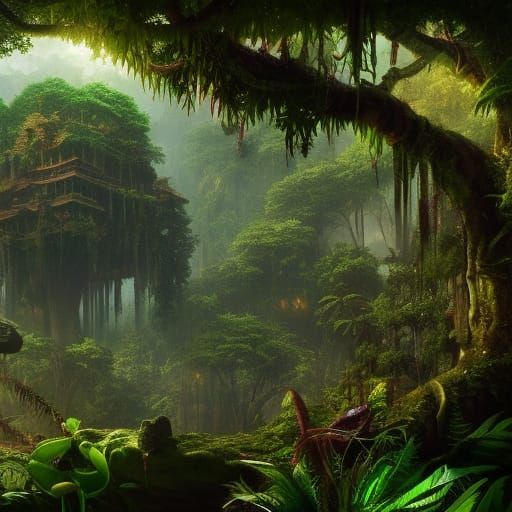Fantastical Jungle Temple in Detailed Matte Painting