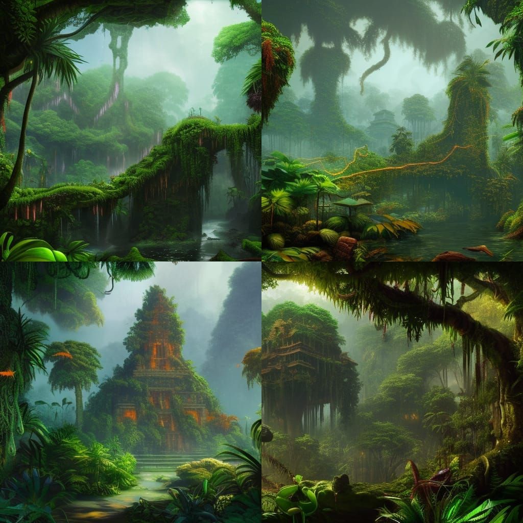 Lush Jungle Temple Concept Art in Unreal Engine