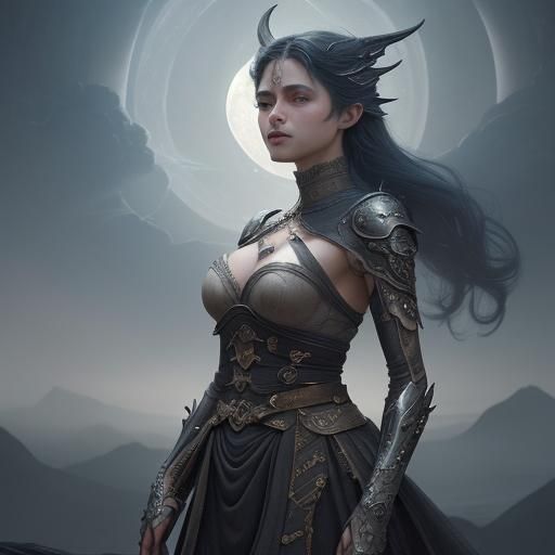 Hand Pushing Colorful Moons: Digital Matte Painting