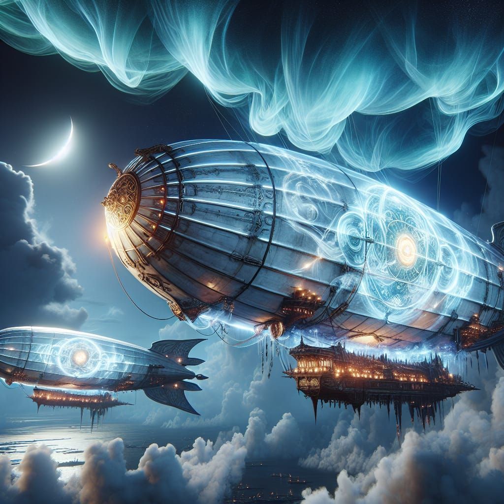 Elven Airships: Spectral Light and Battle Damage