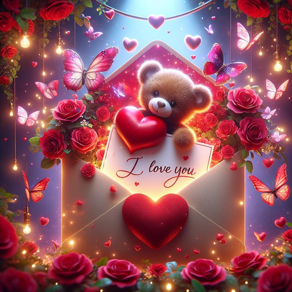 Whimsical Valentine's Day Card in Soft Pastel Tones