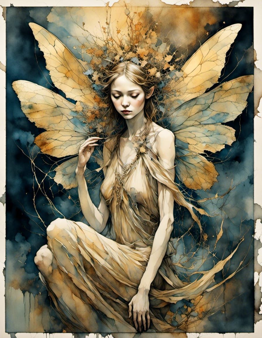 Radiant Fairy Queen Portrait in Golden Light