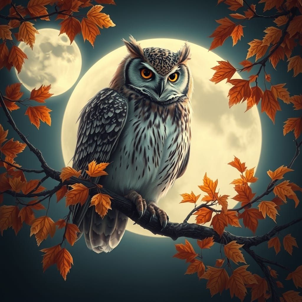 Majestic Owl in Vibrant Autumn Splendor
